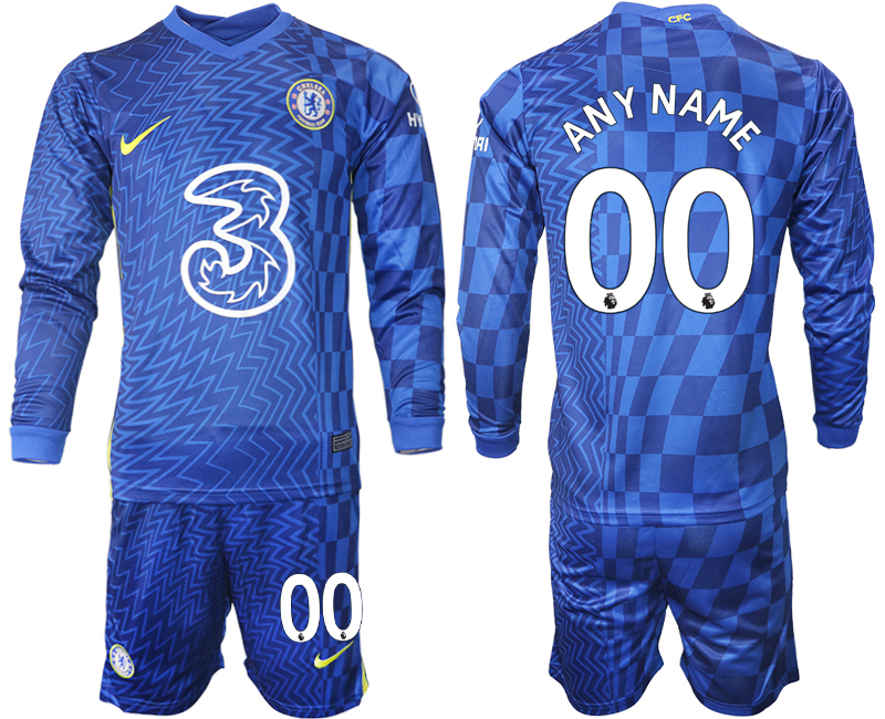Men 2021-2022 Club Chelsea home blue Long Sleeve customized Soccer Jersey->customized soccer jersey->Custom Jersey